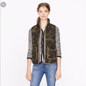 J.CREW EXCURSION QUILTED VEST IN CAMO